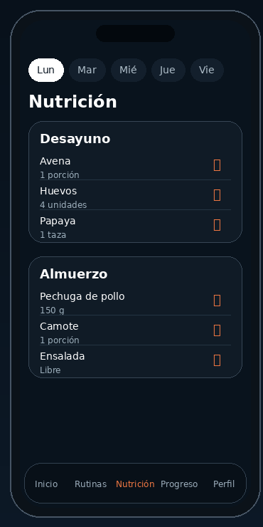Nutrición en GymOS